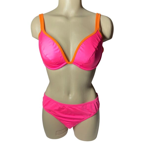 Kate Spade New York Size L Contrast Solids Underwire Bikini – Pink & Orange NEW - Picture 2 of 11